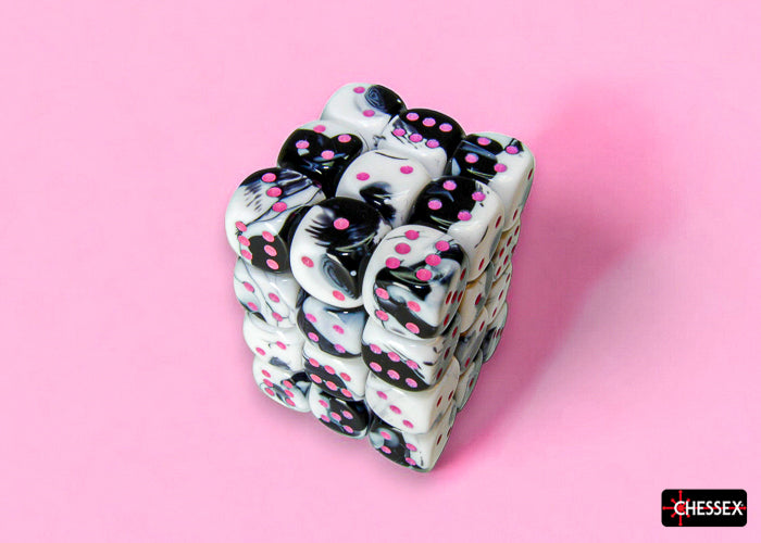 Gemini Black-White/Pink - 36 Piece pip D6's