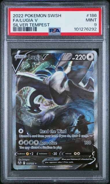 Graded Pokemon - Lugia V (186/195) Silver Tempest PSA 9