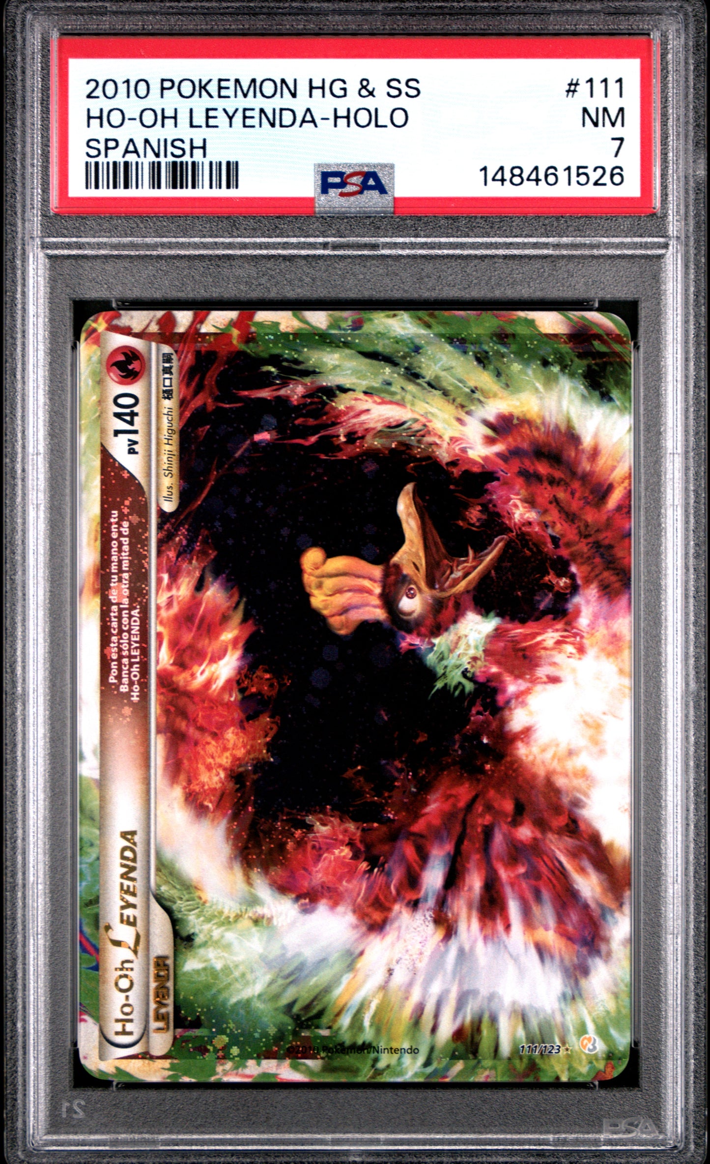 Graded Pokemon - Ho-Oh Leyenda (111/123) Heart Gold & Soul Silver Spanish PSA 7