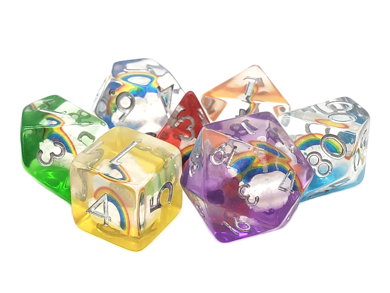 Infused - 7 Color Rainbow RPG Dice Set