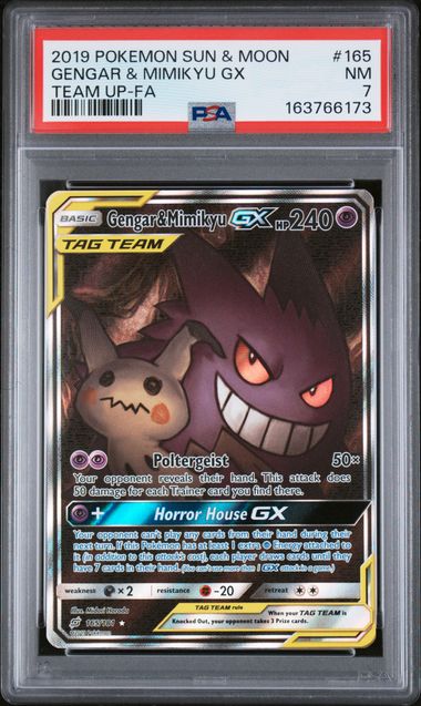Graded Pokemon - Gengar & Mimikyu GX (165/181) Sun & Moon Team Up PSA 7