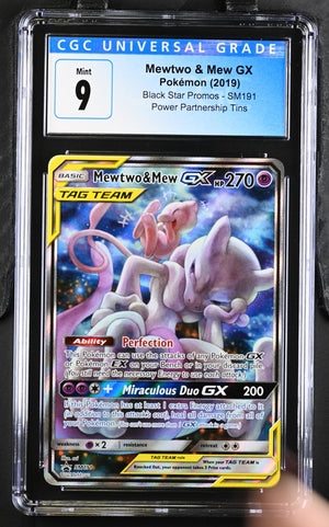 Graded Pokemon - Mewtwo & Mew GX (SM191) Black Star Promo CGC 9