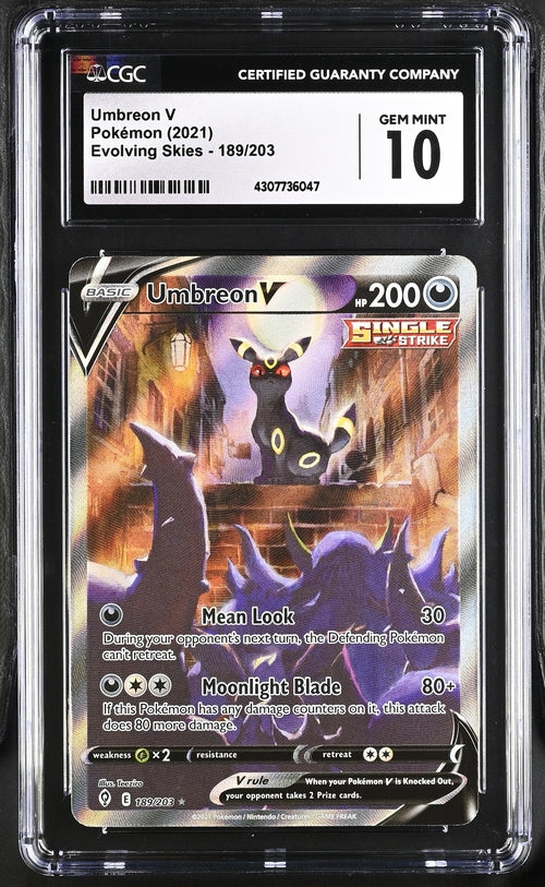 Graded Pokemon - Umbreon V (189/203) Evolving Skies CGC 10