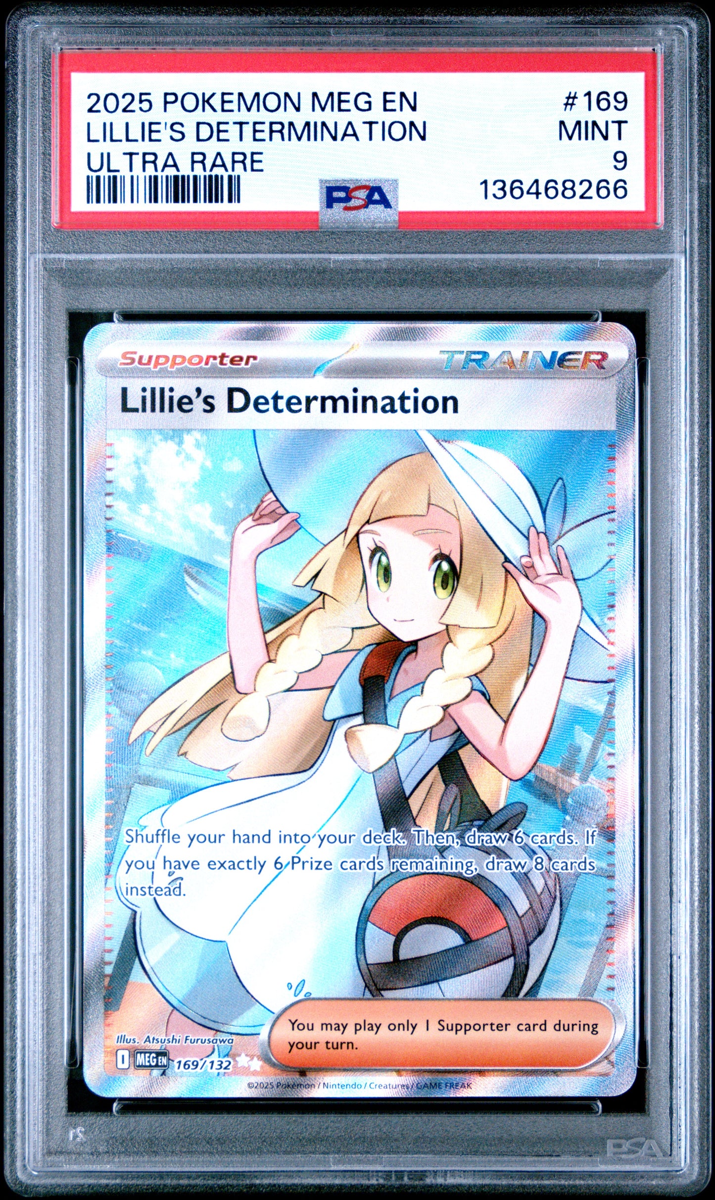 Graded Pokemon - Lillie's Determination (169/132) Mega Evolution PSA 9