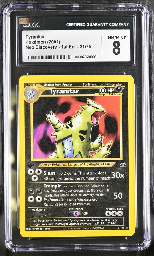 Graded Pokemon - Tyranitar (31/75) Neo Discovery 1st Edition CGC 8