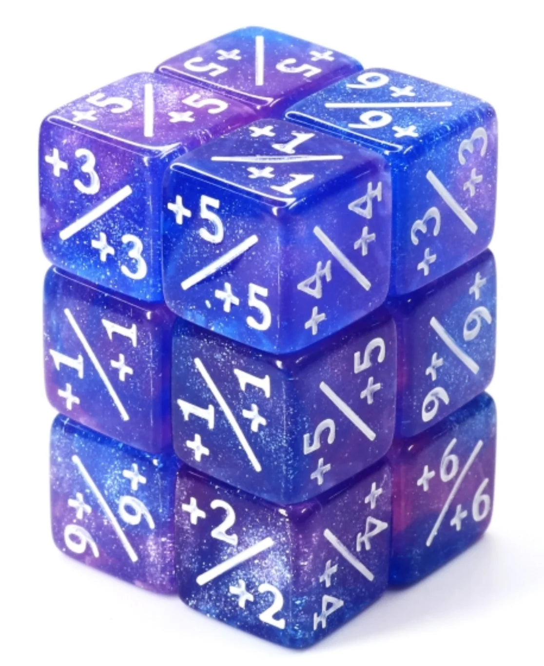 +1+1 Blue & Purple Glitter Counters for Magic Set of 8
