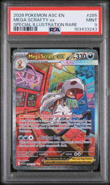 Graded Pokemon - Mega Scrafty ex (285/217) Ascended Heroes PSA 9