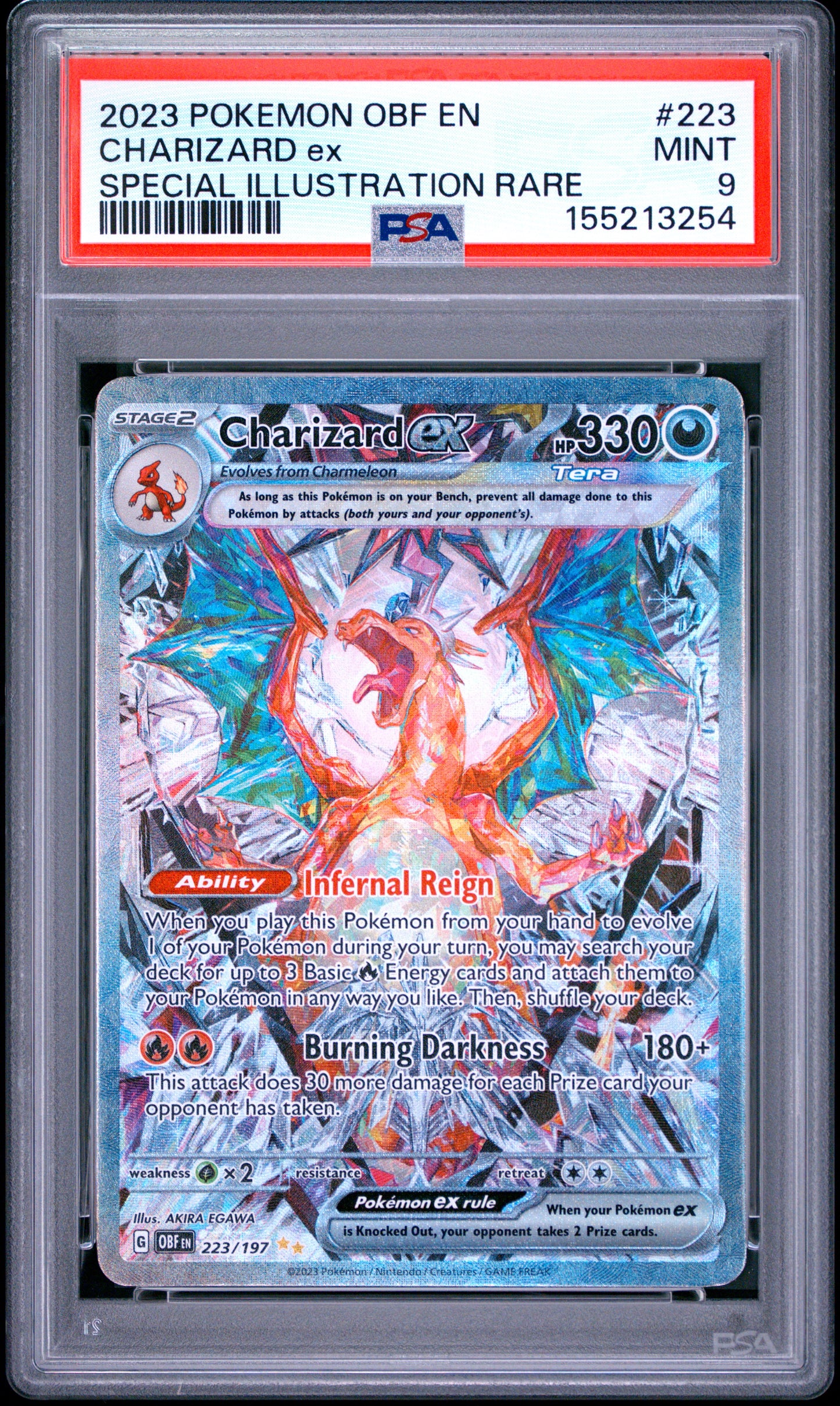 Graded Pokemon - Charizard ex (223/197) Obsidian Flames PSA 9