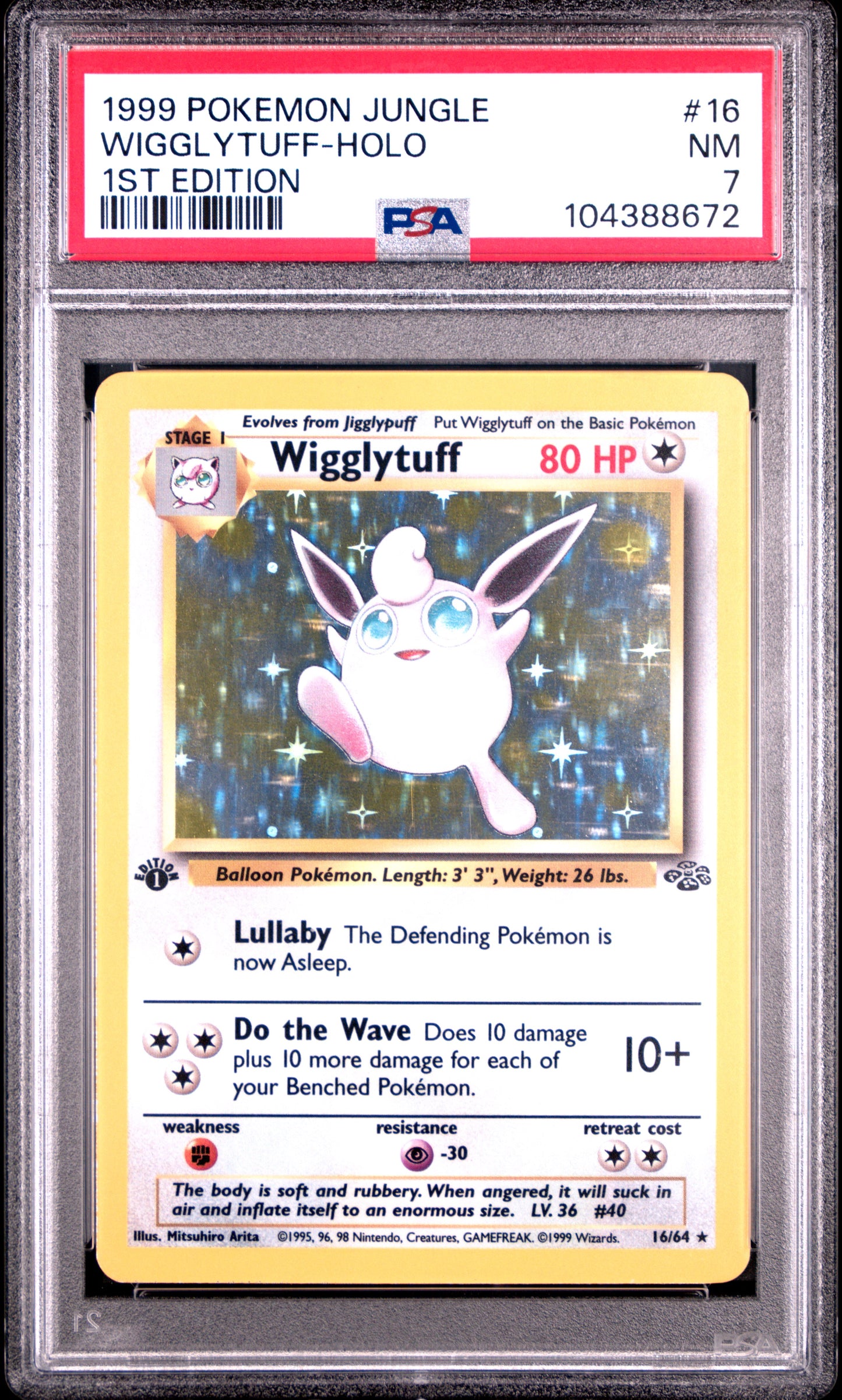 Graded Pokemon - Wigglytuff (16/64) Jungle 1st Edition PSA 7