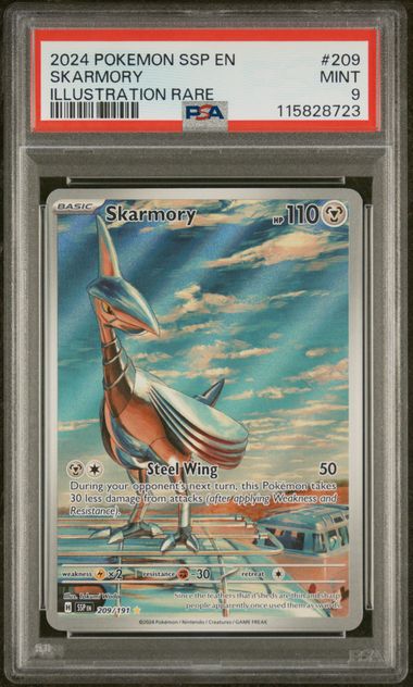 Graded Pokemon - Skarmory (209/191) Surging Sparks PSA 9