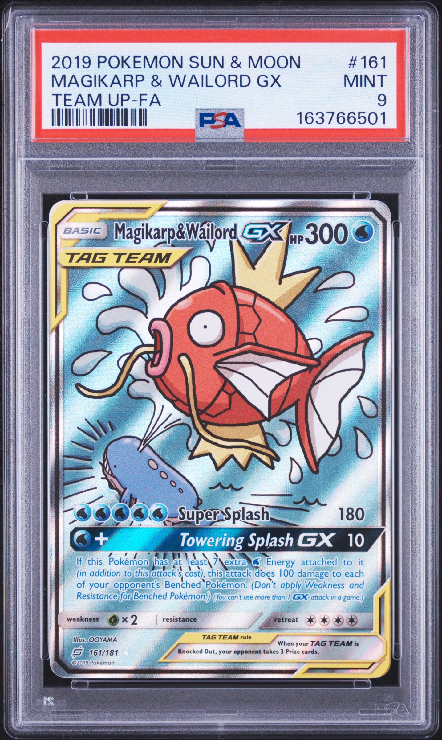Graded Pokemon - Magikarp & Wailord GX (161/181) Team Up PSA 9
