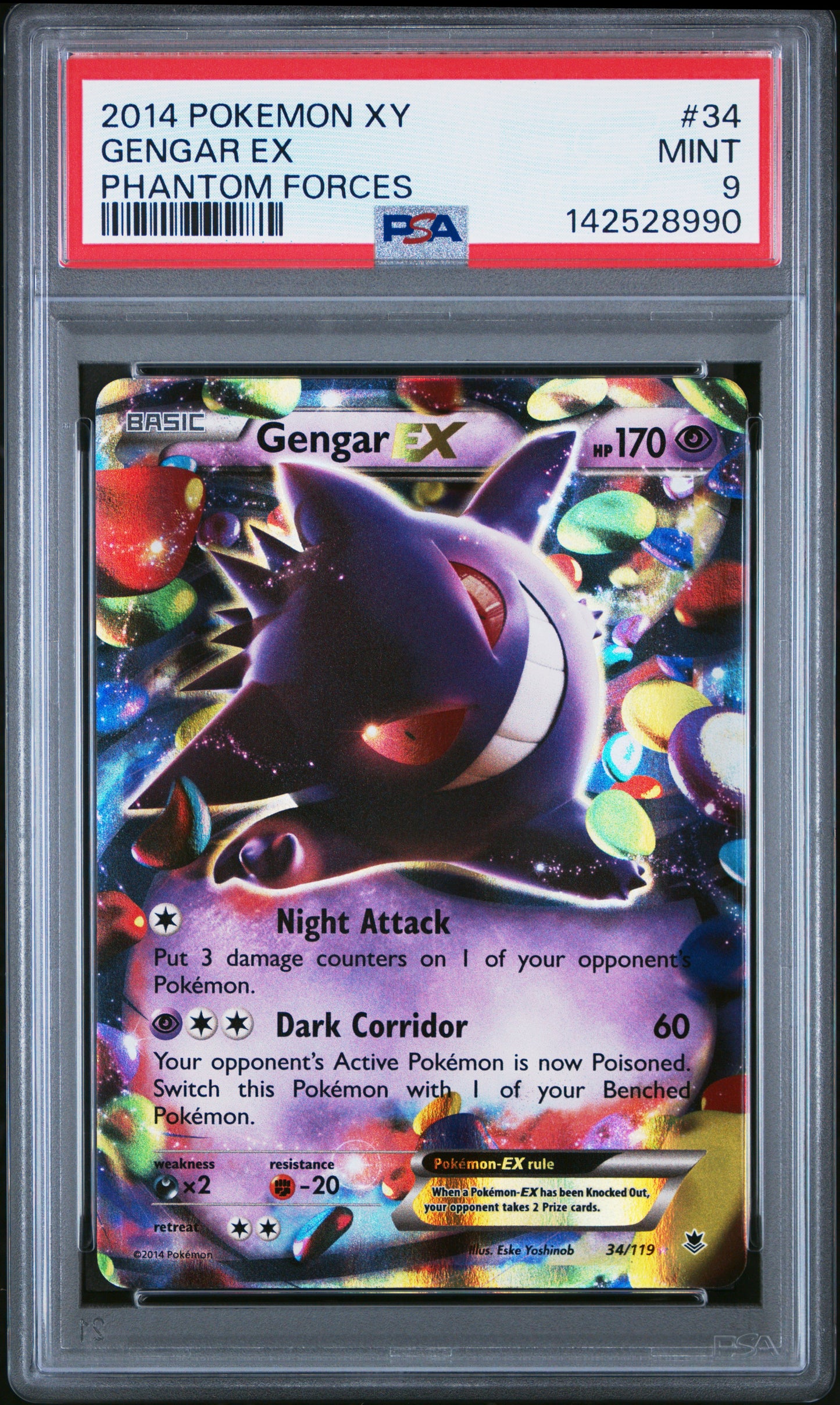 Graded Pokemon - Gengar EX (34/119) Phantom Forces PSA 9