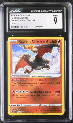 Graded Pokemon - Radiant Charizard (020/159) Crown Zenith CGC 9