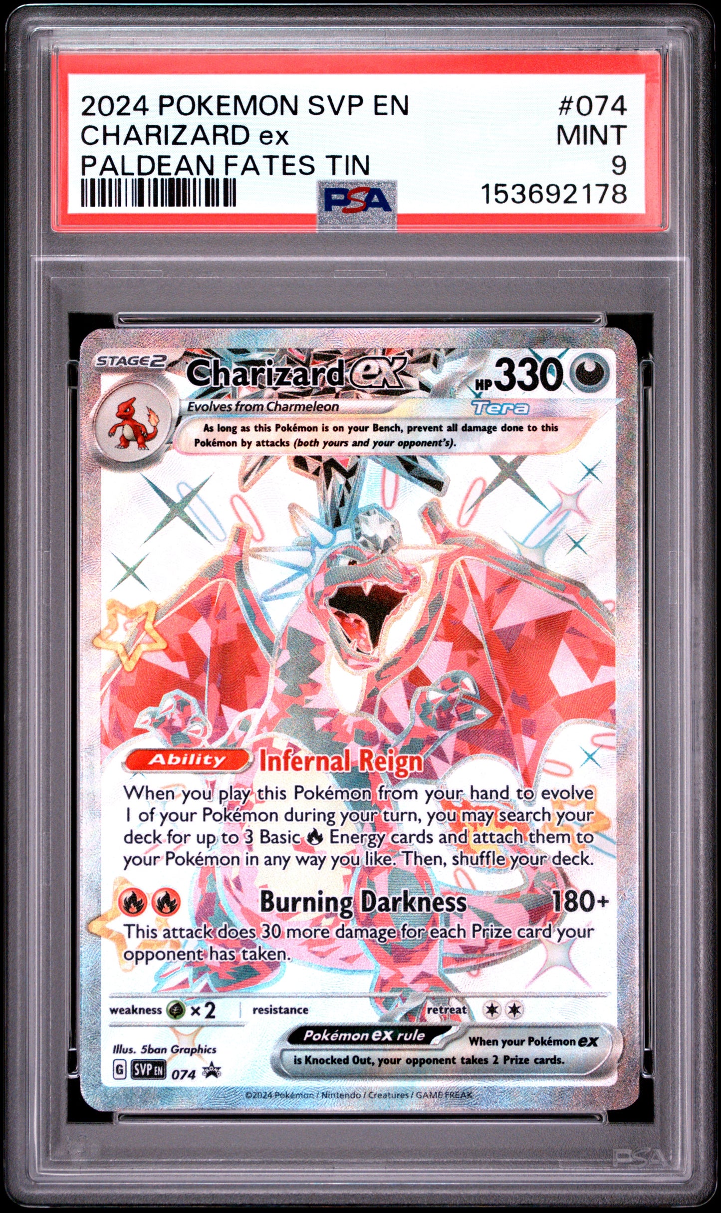 Graded Pokemon - Charizard ex (074) Scarlet and Violet Promo PSA 9