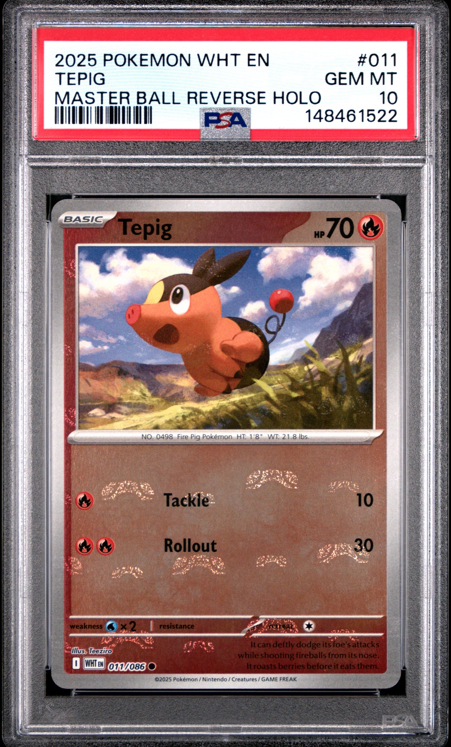 Graded Pokemon - Tepig (011/086) White Flare Master Ball PSA 10