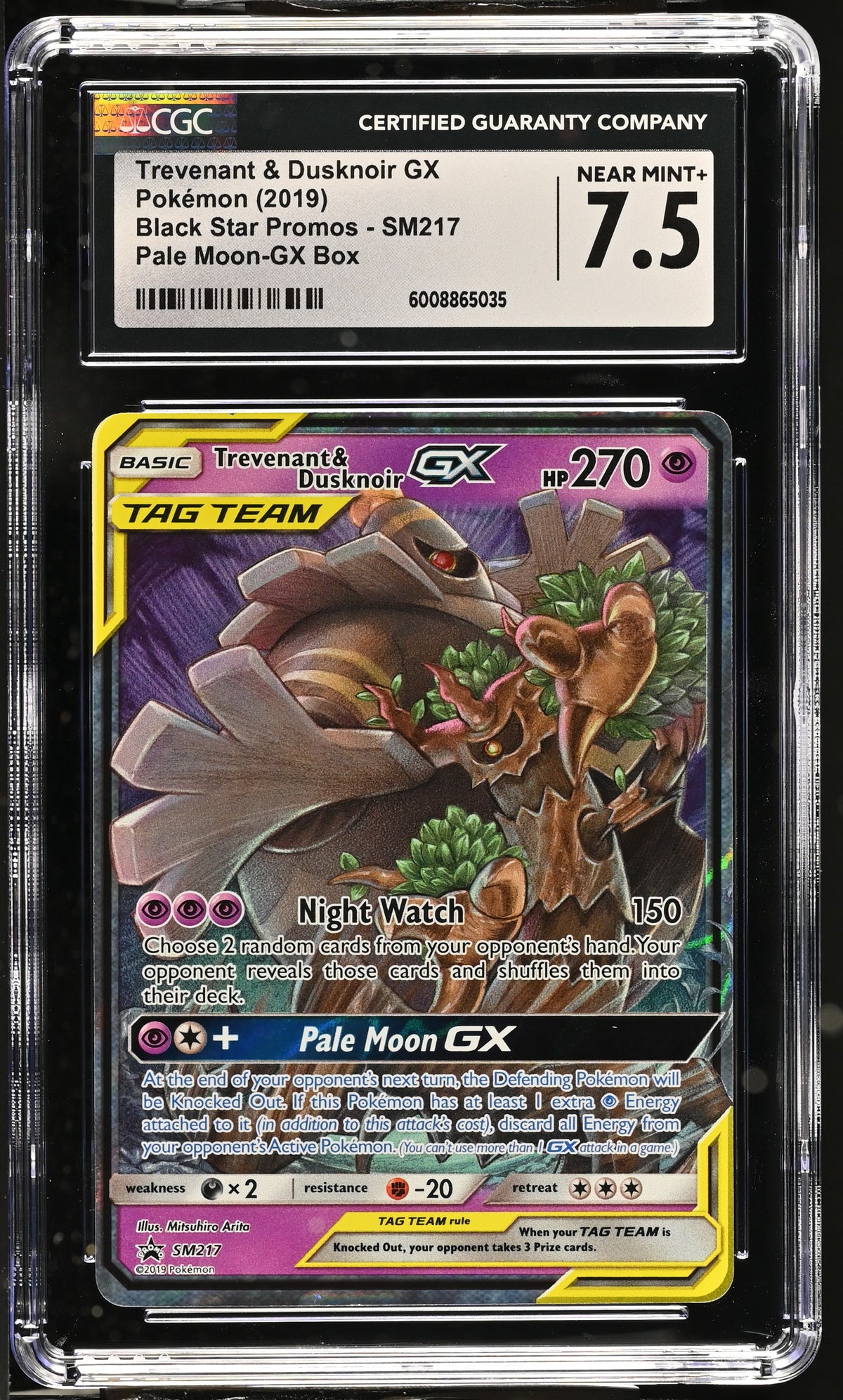 Graded Pokemon - Trevenant & Dusknoir GX (SM217) Black Star Promo CGC 7.5