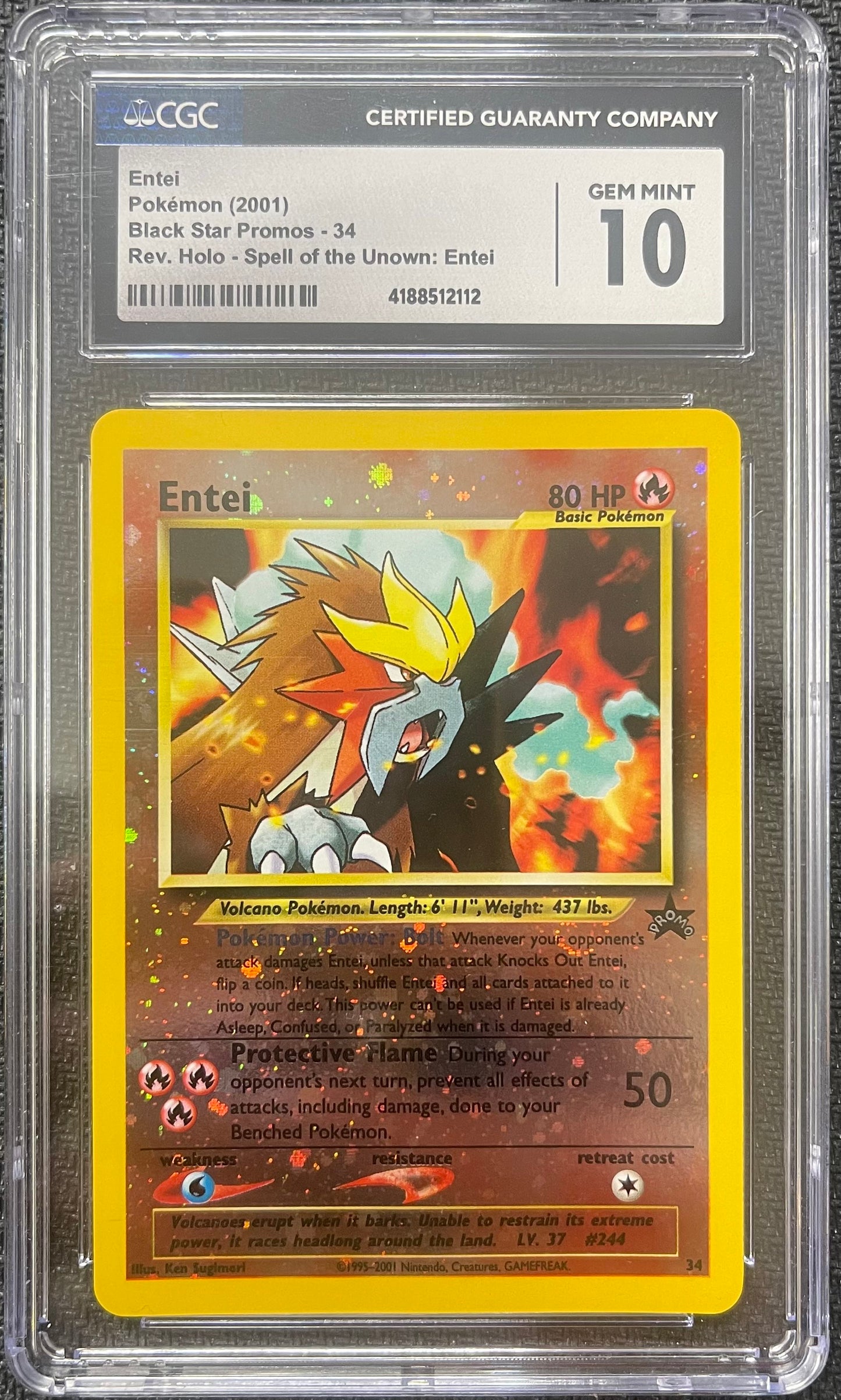 Graded Pokemon - Entei (34) Black Star Promos CGC 10