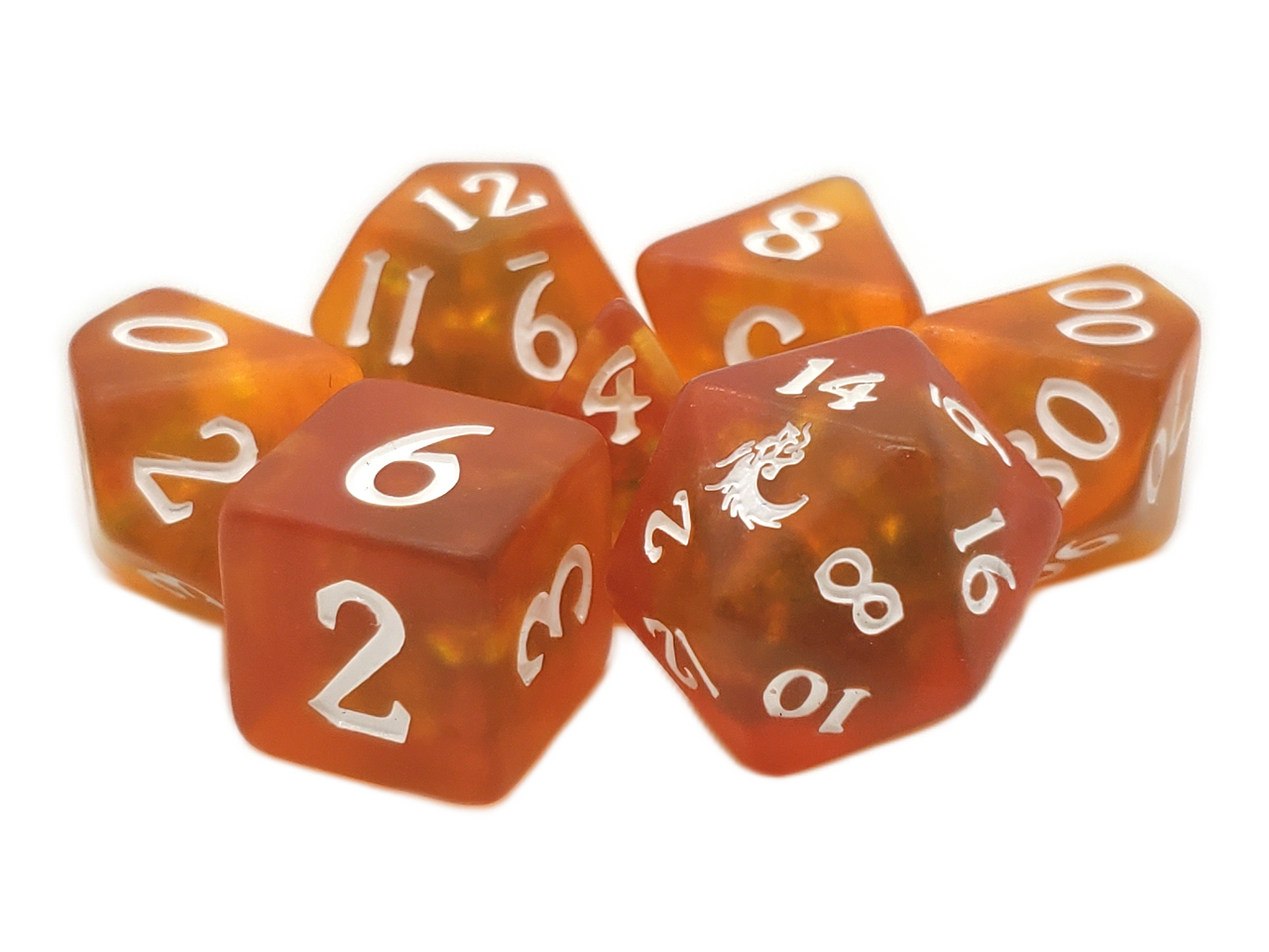 Infused - Frosted Firefly - Orange Burst RPG Dice Set