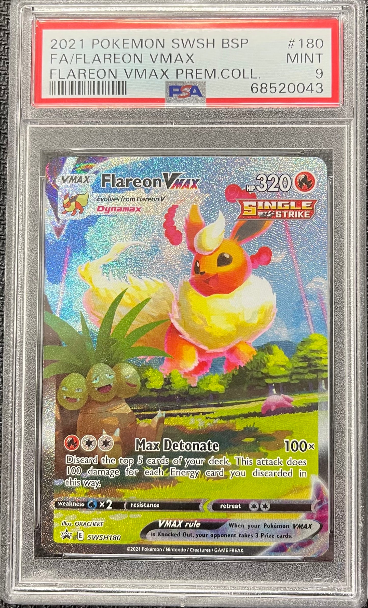 Graded Pokemon - Flareon VMax (SWSH180) Vmax Premium Collection PSA 9