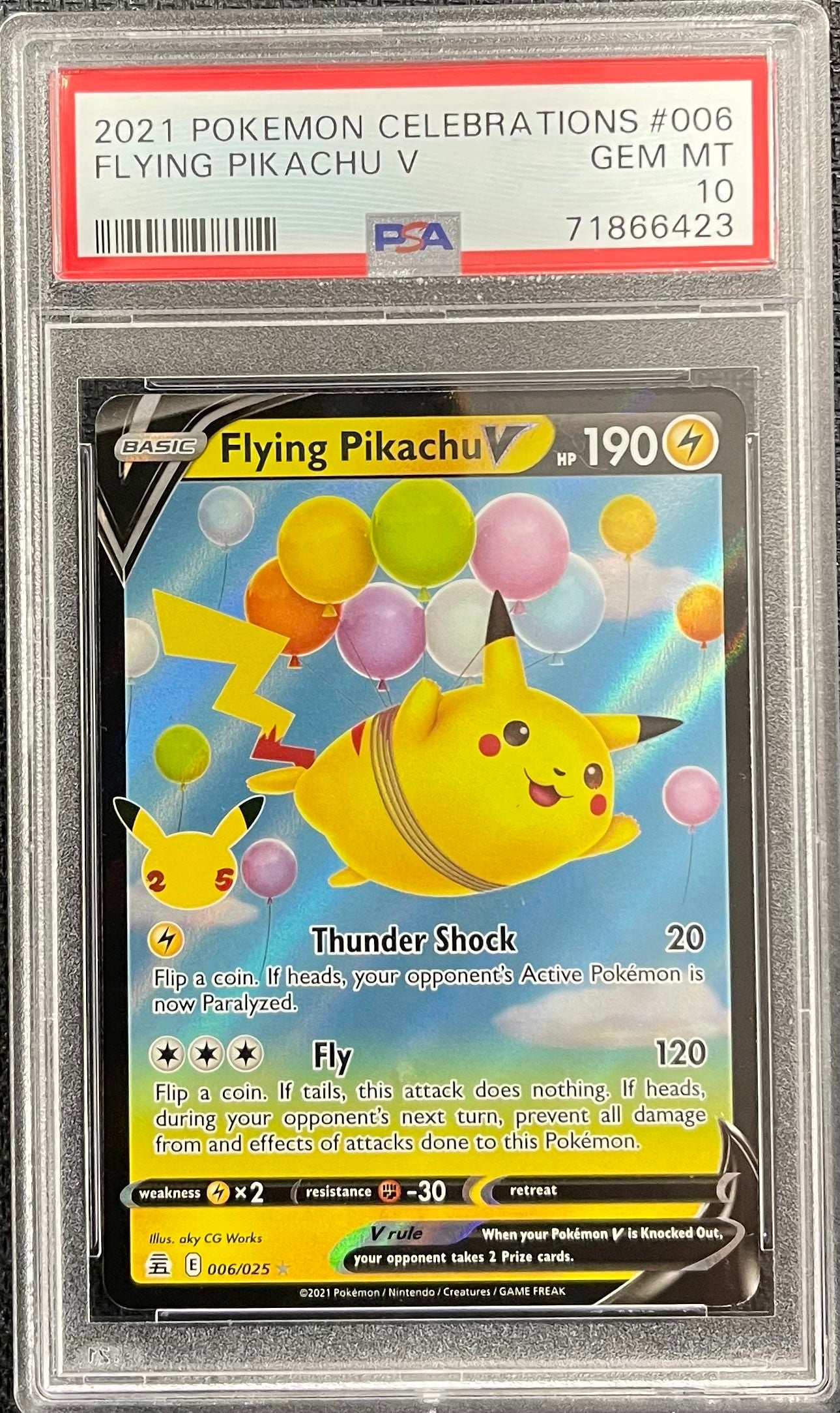 Graded Pokemon - Flying Pikachu V (006/025) Celebrations PSA 10