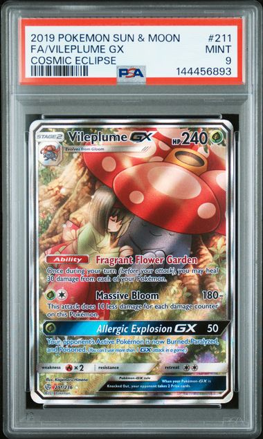 Graded Pokemon - Vileplume GX (211/236) Cosmic Eclipse PSA 9