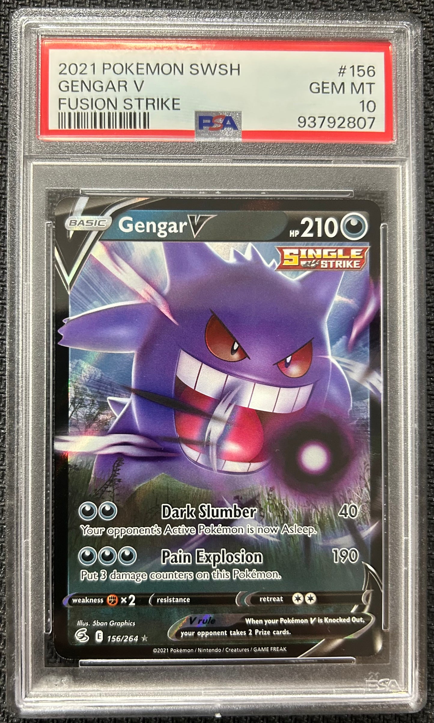 Graded Pokemon - Gengar V (156/264) Fusion Strike PSA 10
