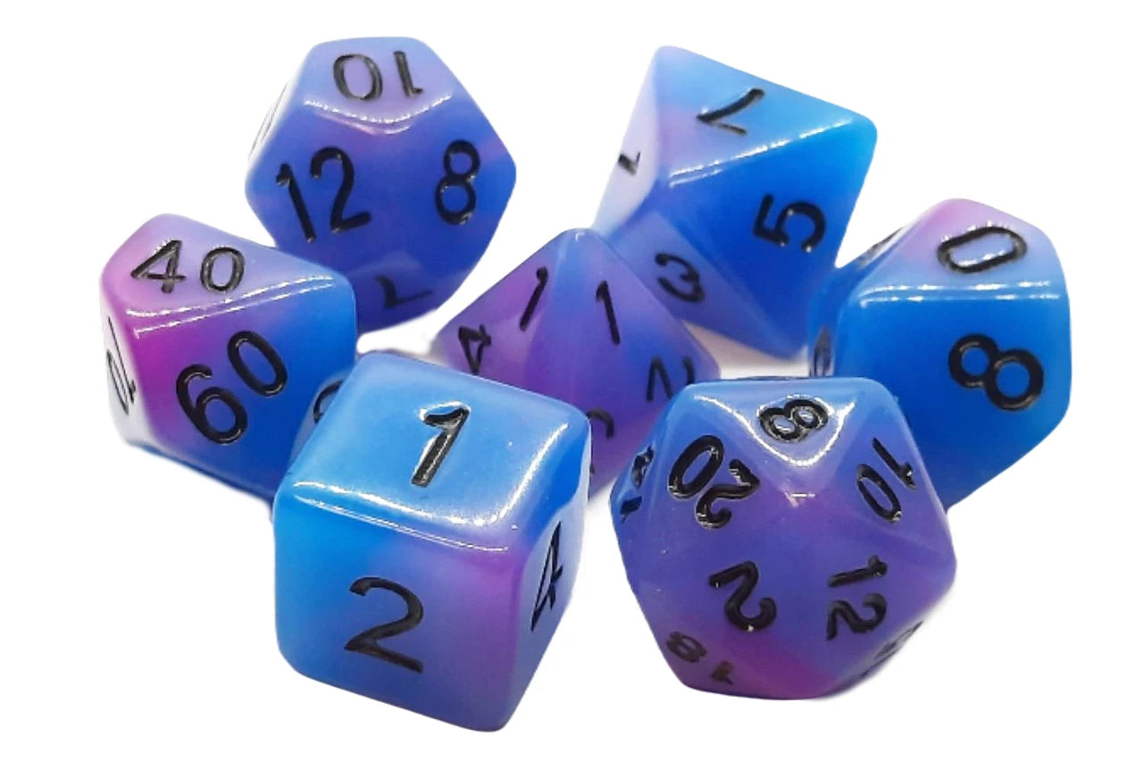 Glow Dice - Blue & Purple RPG Dice Set