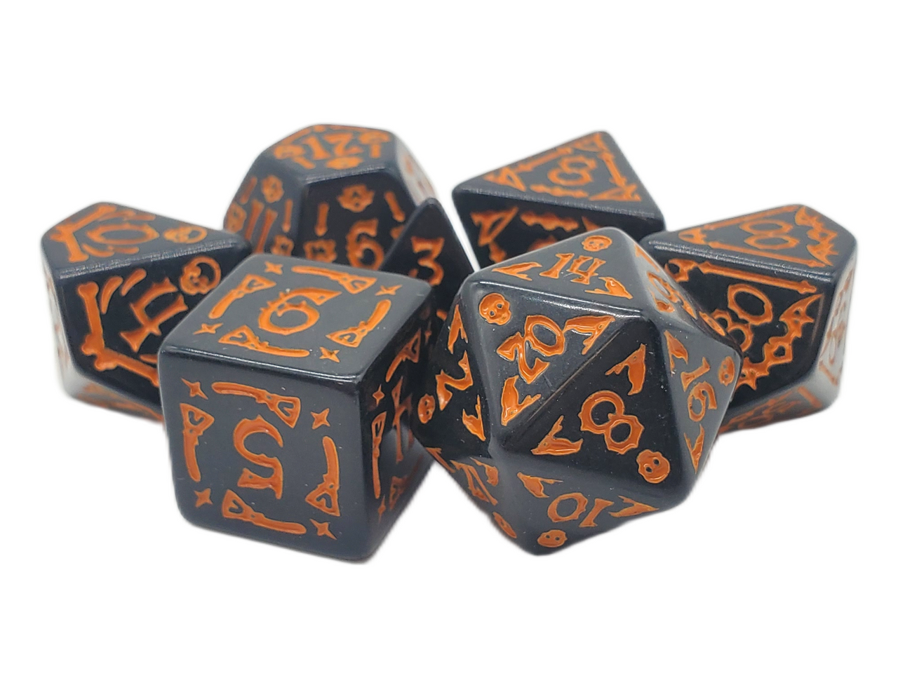 Rune Dice - All Hallows Eve - Black w/ Orange RPG Dice Set
