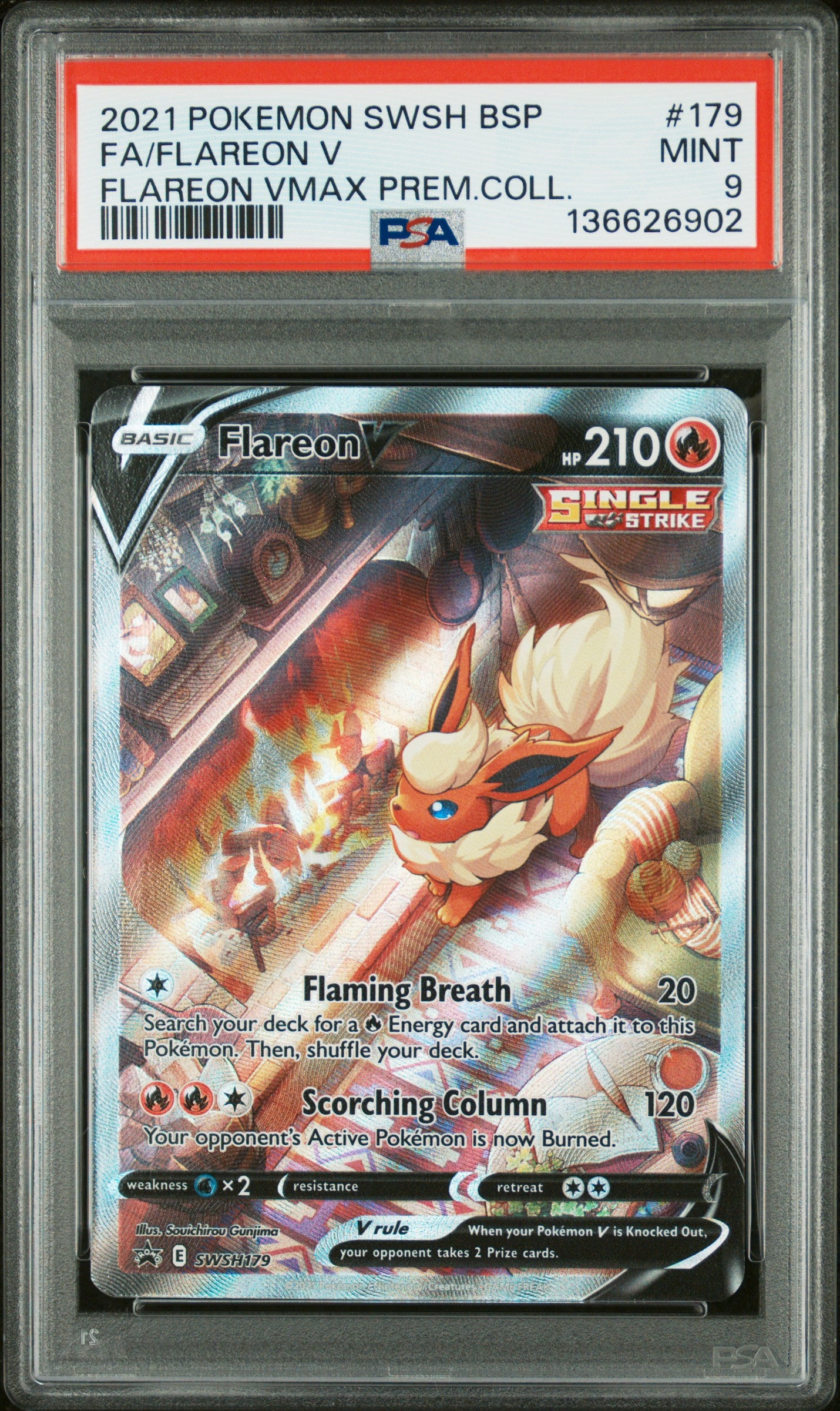 Graded Pokemon - Flareon V (SWSH179) Flareon Premium Collection PSA 9