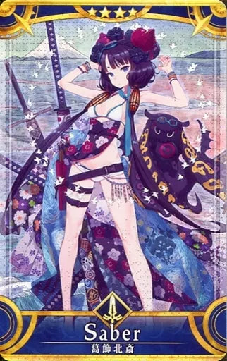 Fate/Grand Order Arcade Card : Katsushika Hokusai (Saber) - Stage 1 (Foil/Fatal)