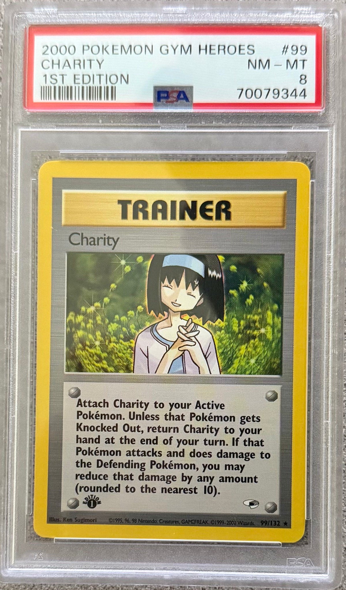 Graded Pokemon - Charity (99/132) Gym Heroes 1st Edition PSA 8