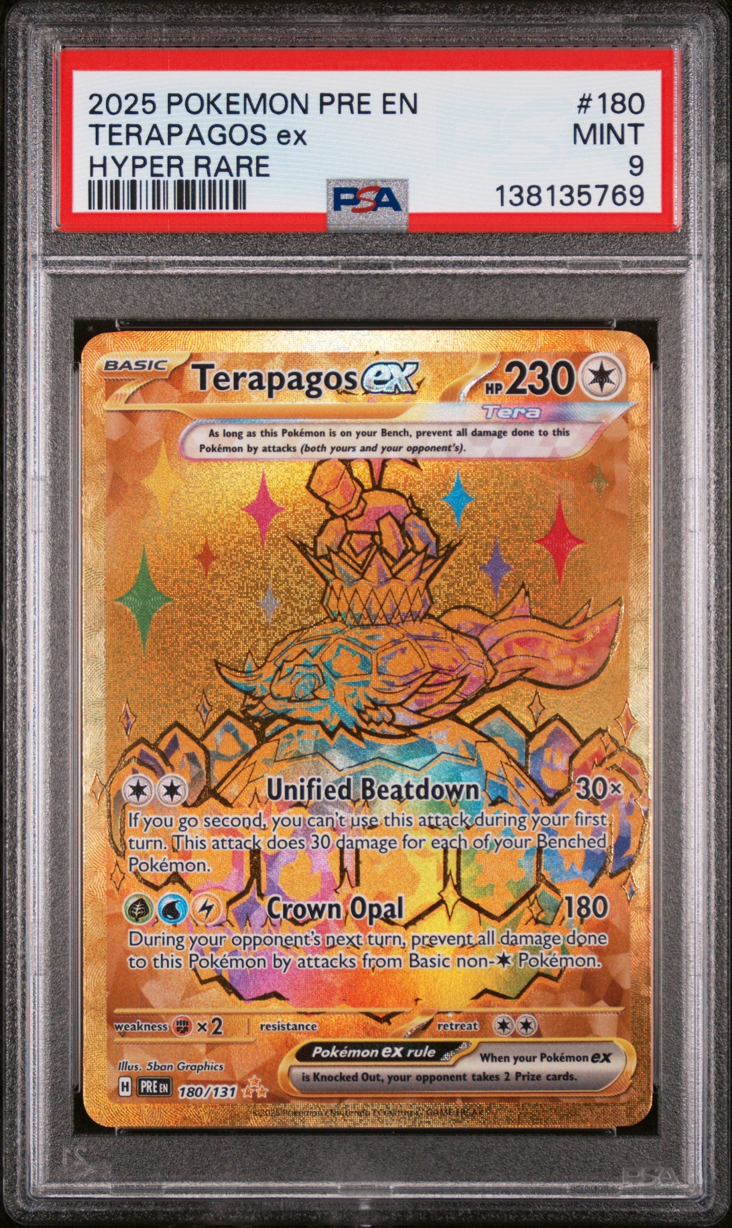 Graded Pokemon - Terapagos ex (180/131) Prismatic Evolutions PSA 9