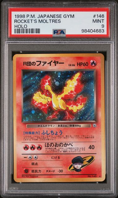 Graded Pokemon - Rocket's Moltres (146) Leader's Stadium PSA 9