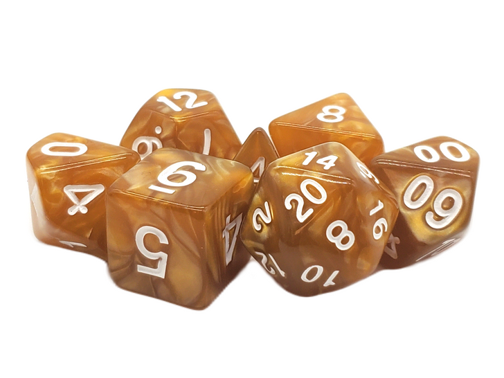 Pearl Drop - Gold RPG Dice Set
