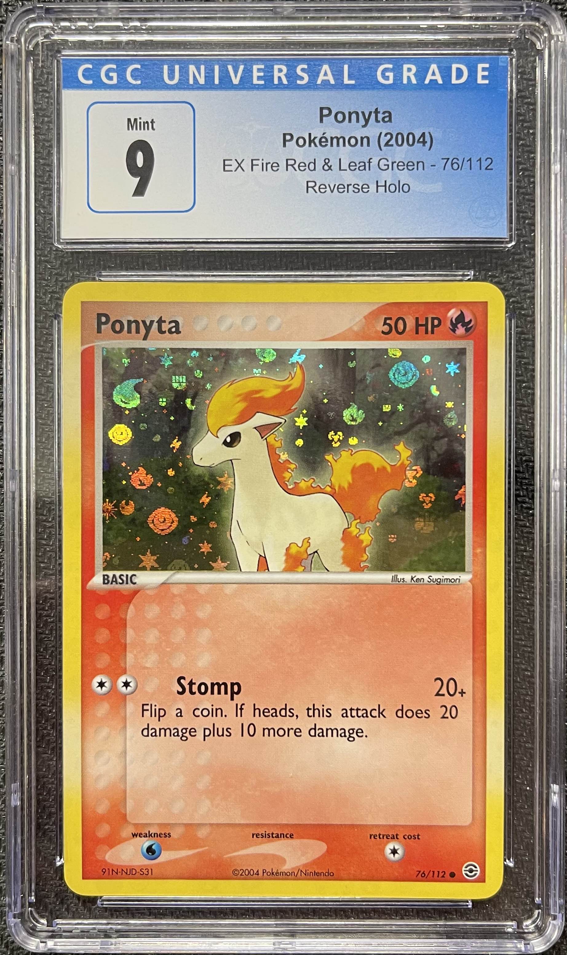 Graded Pokemon - Ponyta (76/112) EX Fire Red & Leaf Green Reverse CGC 9 Graded Pokemon - Ponyta (76/112) EX Fire Red & Leaf Green Reverse CGC 9