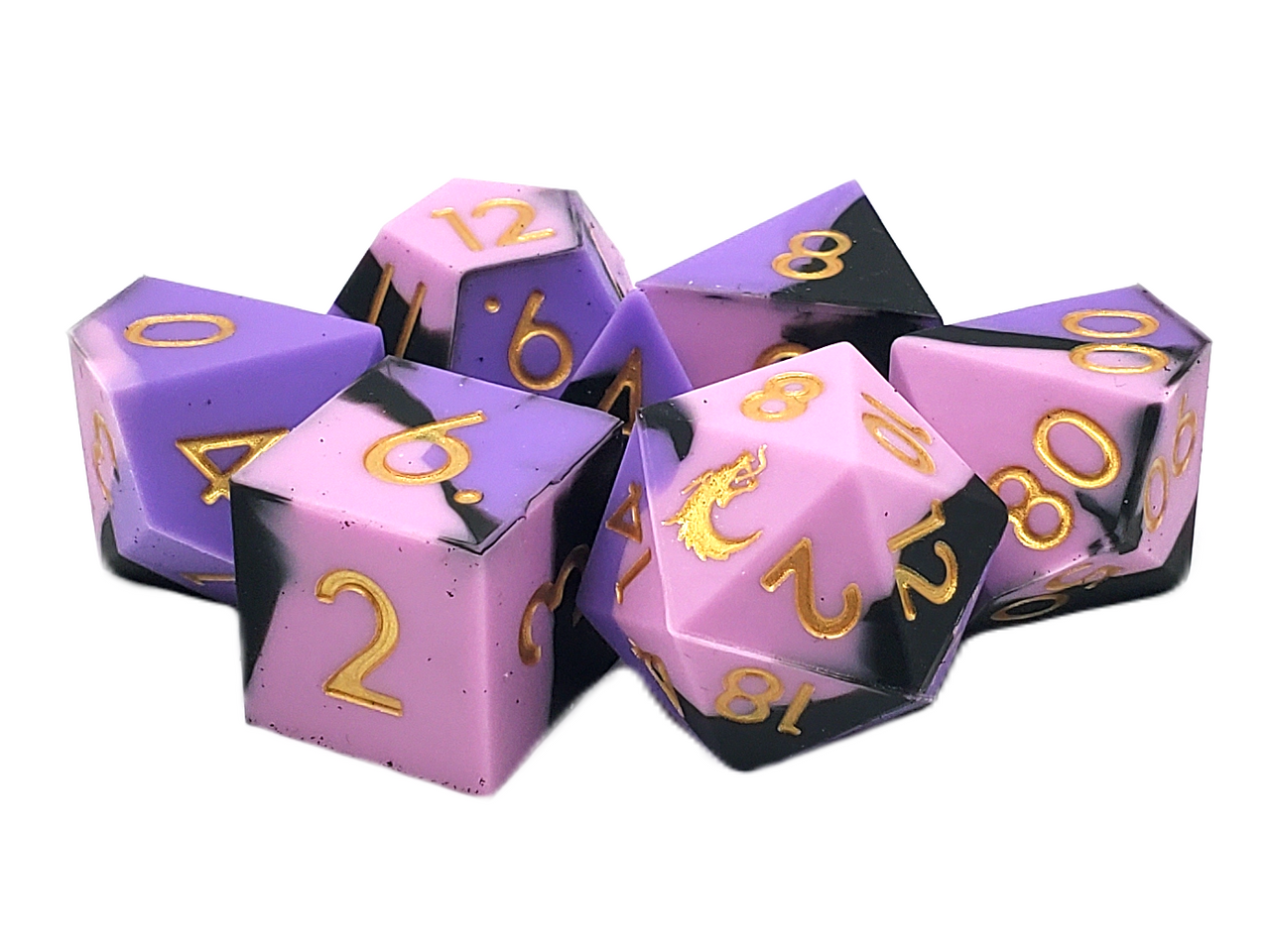 Purple, Pink & Black Silicone RPG Dice Set