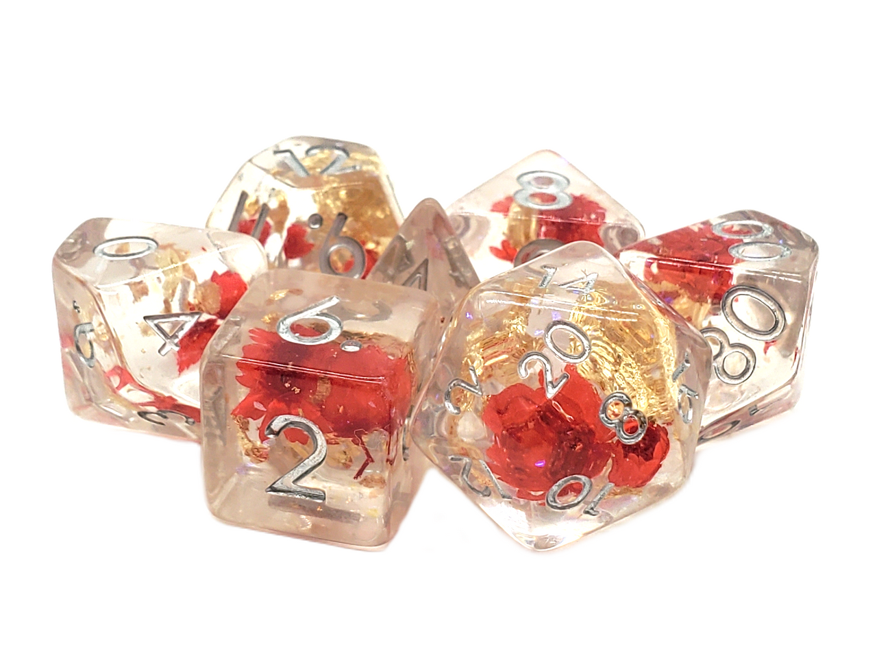 Infused - Red Flower RPG Dice Set
