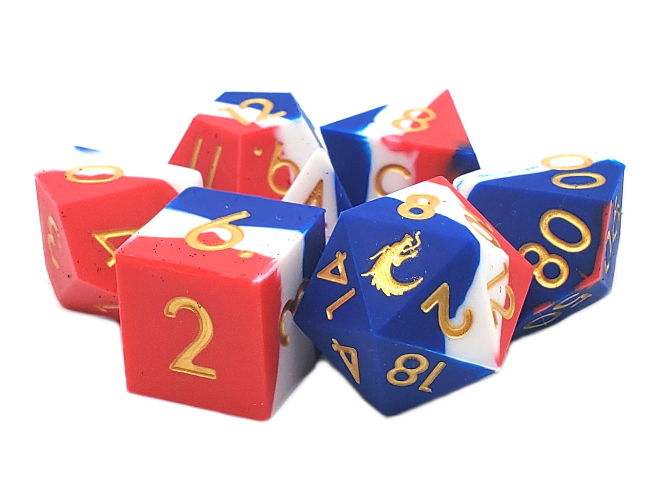 Red, White & Blue Silicone RPG Dice Set