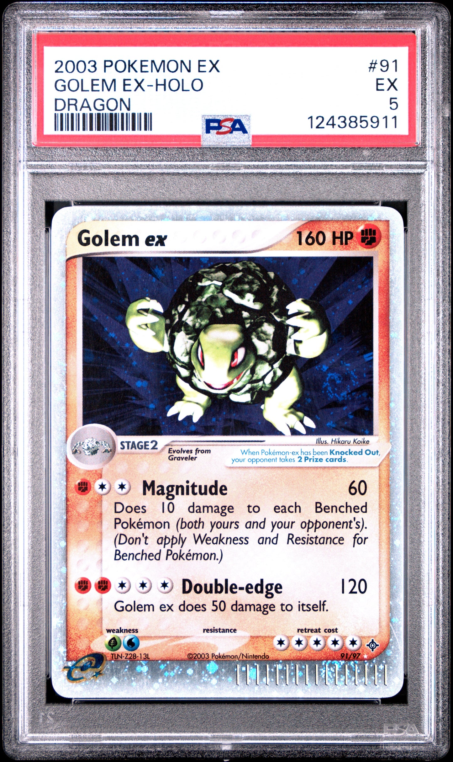 Graded Pokemon - Golem ex (91/97) Dragon PSA 5