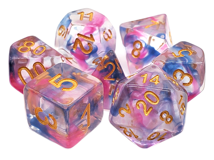 Odyssey - Rose Red & Blue RPG Dice Set