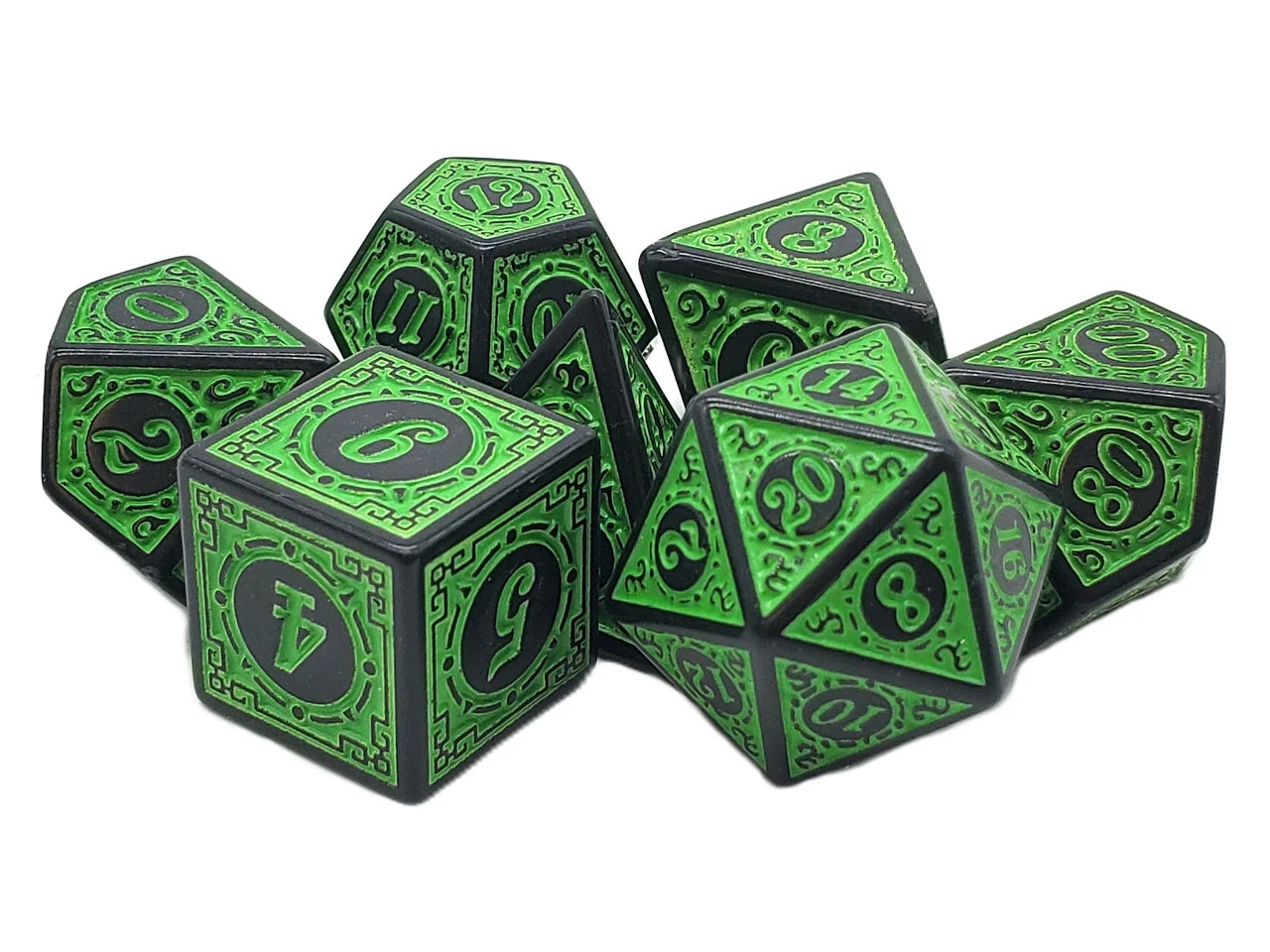 Rune Dice - Magical Runes - Green RPG Dice Set
