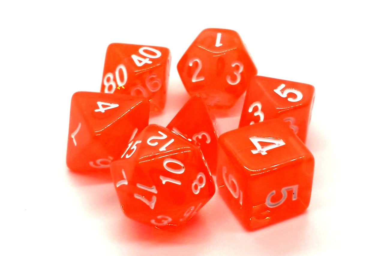 Translucent Orange RPG Dice Set