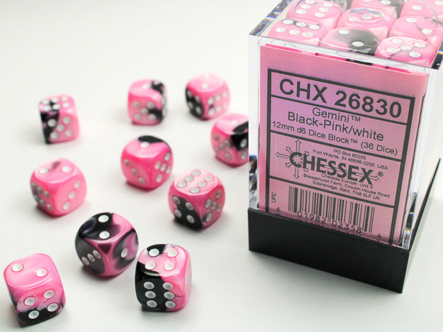 Gemini Black-Pink/White - 36 Piece pip D6's
