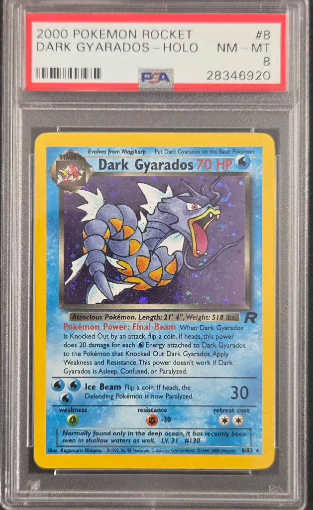Graded Pokemon - Dark Gyarados (8/82) Team Rocket PSA 8