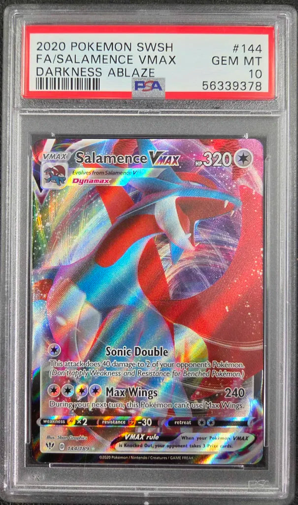Graded Pokemon - Salamence VMAX (144/189) Darkness Ablaze PSA 10