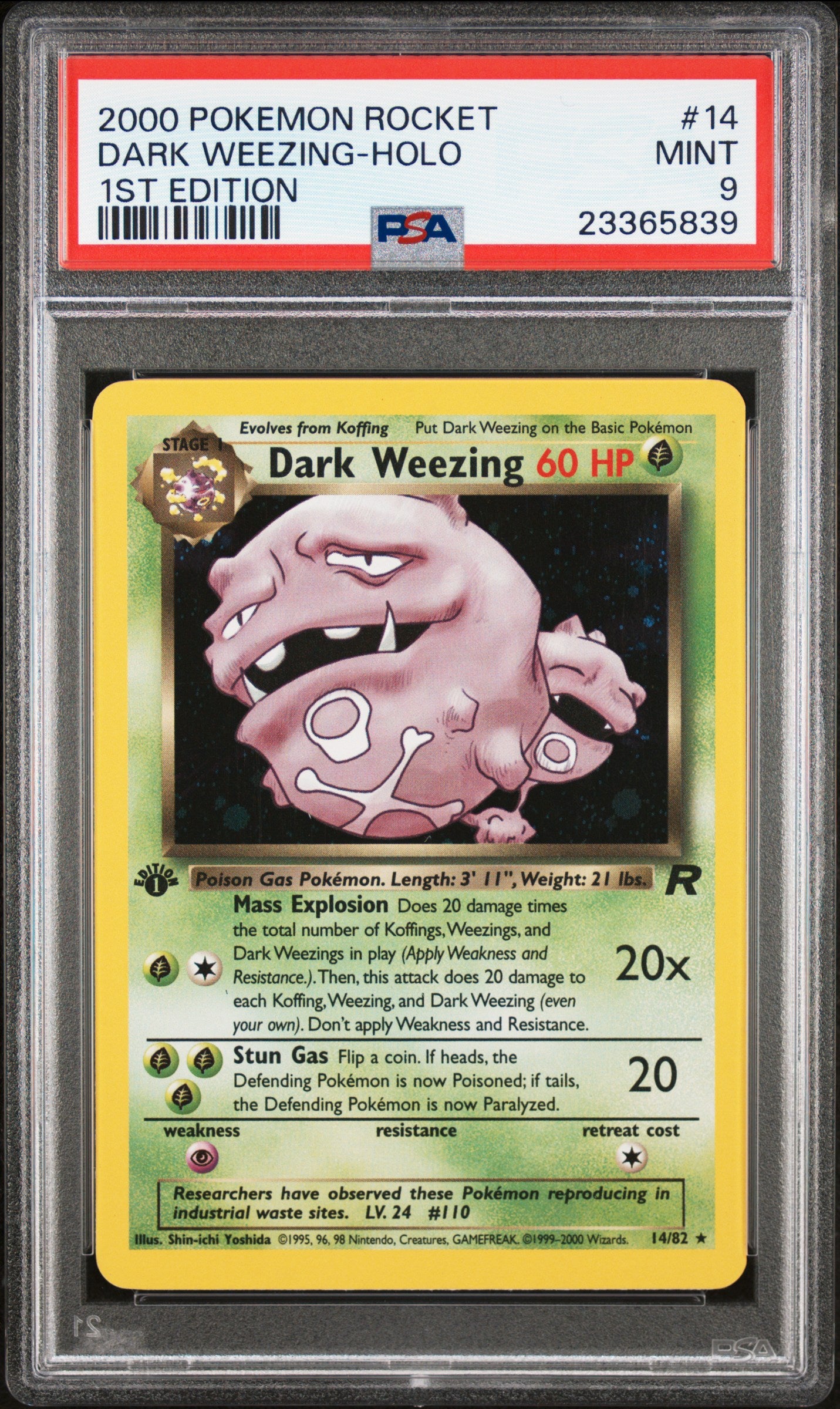 Graded Pokemon - Dark Weezing (14/82) Team Rocket 1st Edition PSA 9