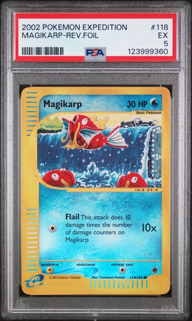 Graded Pokemon - Magikarp Rev Foil (118/165) Expedition PSA 5