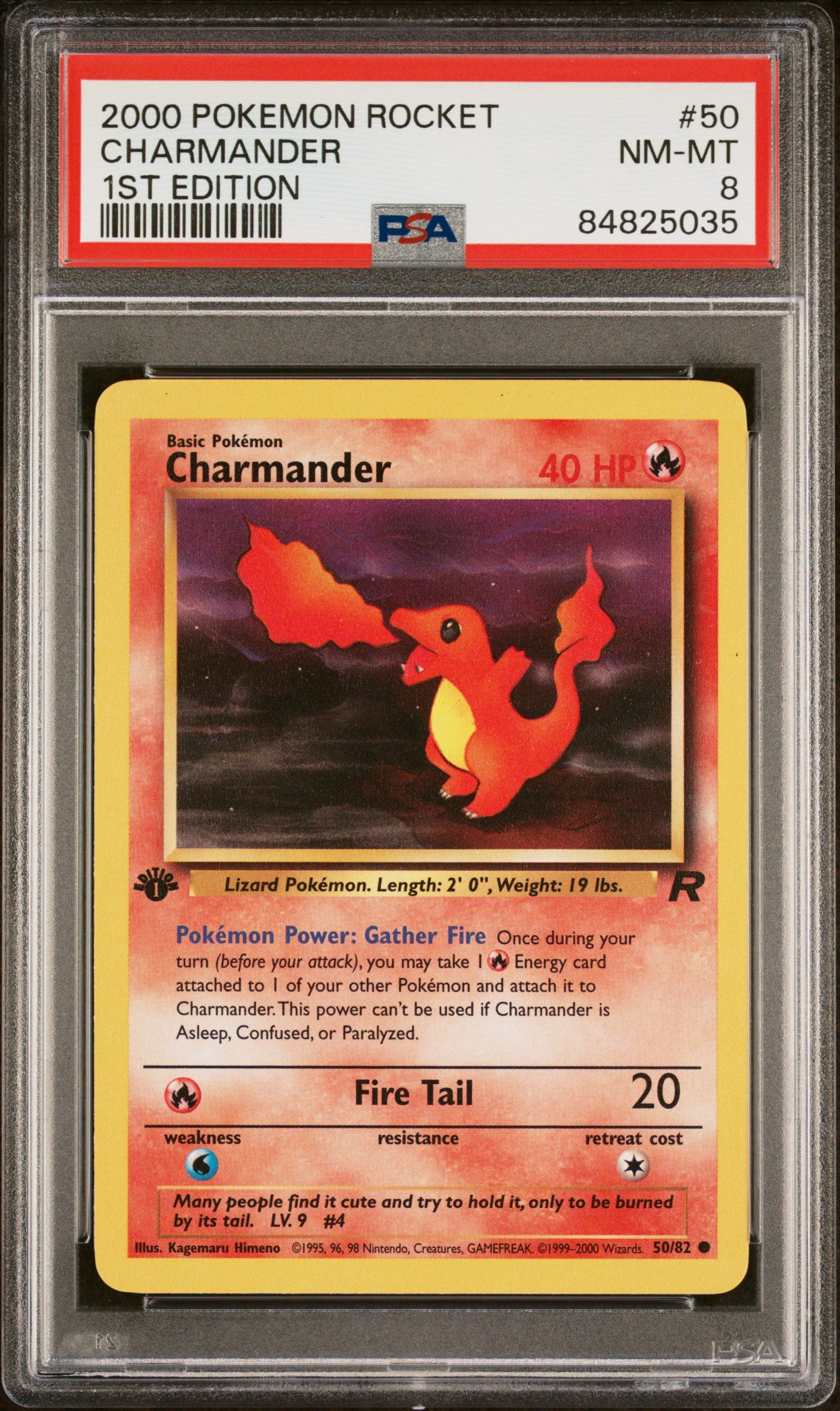 Graded Pokemon - Charmander (50/82) Team Rocket 1st Edition PSA 8