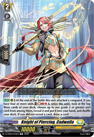 Knight of Piercing, Cadwalla (D-TD03/016EN) [Raika Koshiba -Skyfall Executors-]