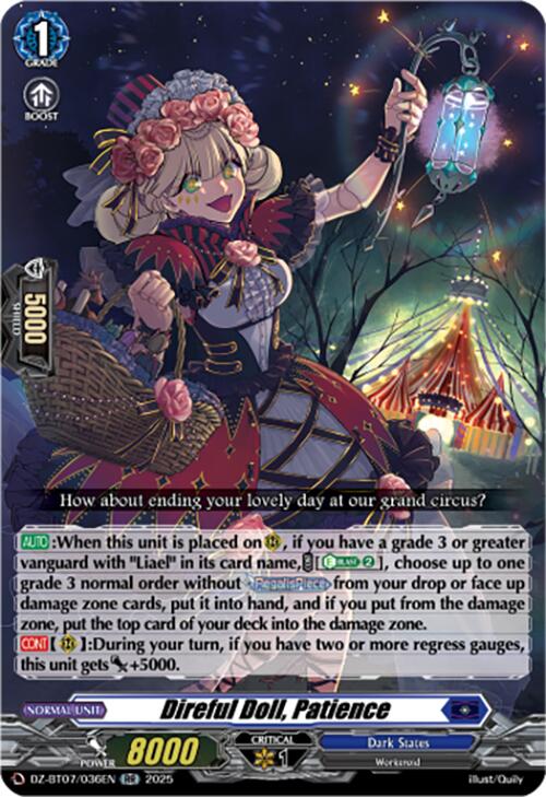 Direful Doll, Patience (DZ-BT07/036EN) [DZ-BT07: Moon Fangs & Cerulean Blaze]